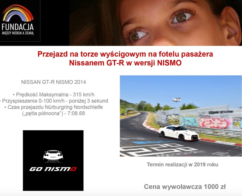 Przejazd na torze wyścigowym na fotelu pasażera Nissan GT-R NISMO