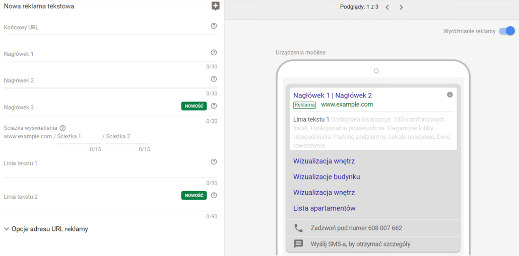 Zdj 4. Kolejny element konfiguracyjny – ustawianie tagów title i meta description dla linków sponsorowanych.