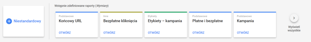 Zdj 5. Zdefiniowane raporty linków sponsorowanych.