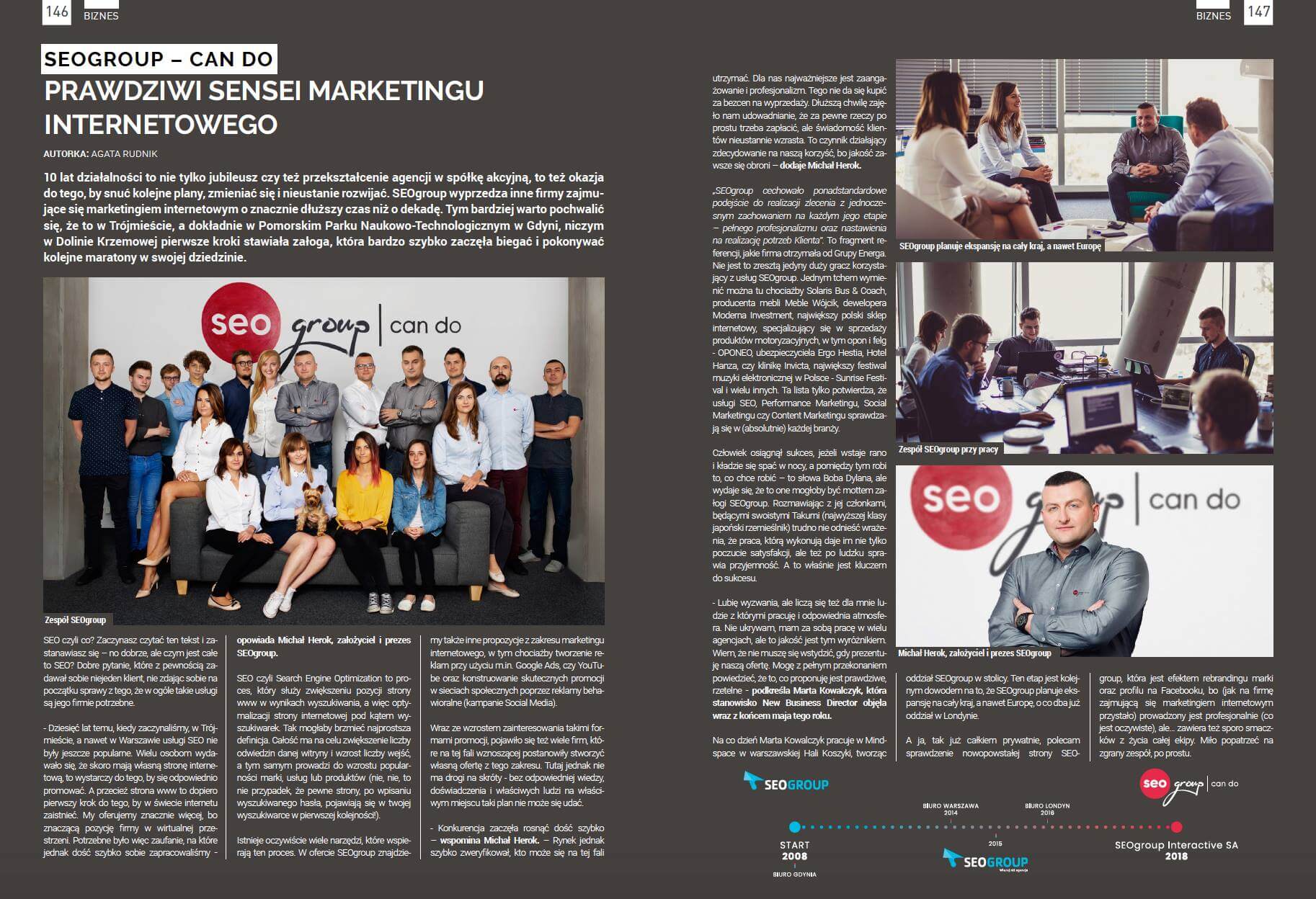 SEOgroup - Can Do: Prawdziwi Sensei Marketingu Internetowego. Artykuł o SEOgroup w „Prestiż. Magazyn Trójmiejski”