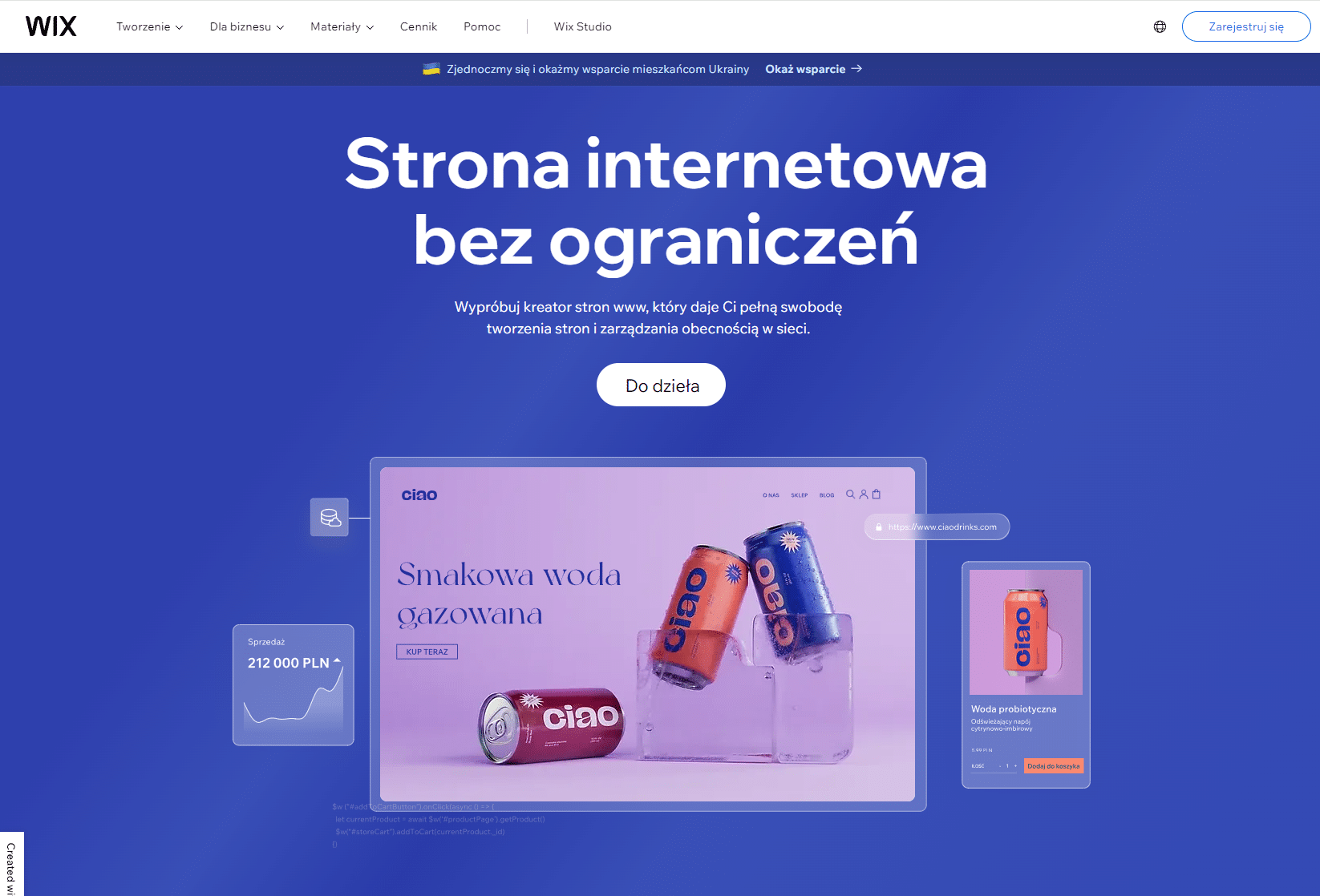 Zdj 1. Przykład typowej strony lądowania "landing page" z CTA.