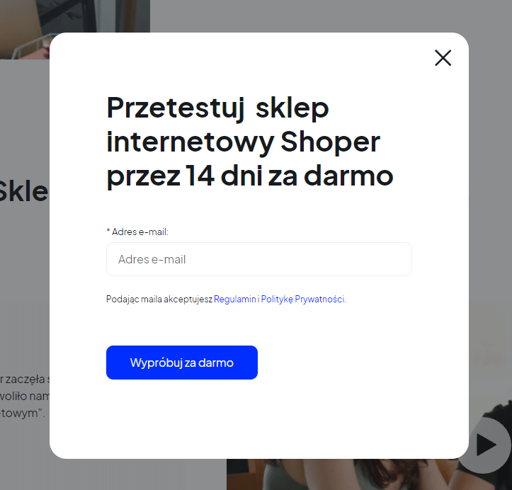 Zdj 4. Intuicyjny formularz kontaktowy Shoper. Do przetestowania sklepu potrzebny jest tylko adres e-mail.