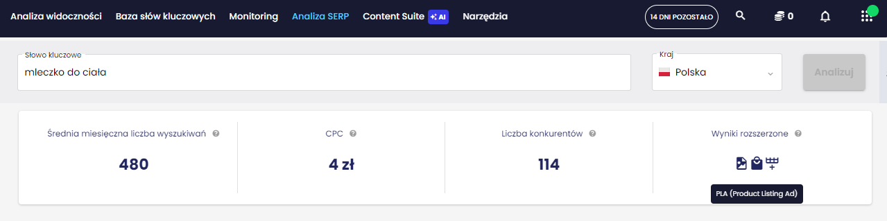 Zdj 10. Analiza konkurencji w wynikach SERP.