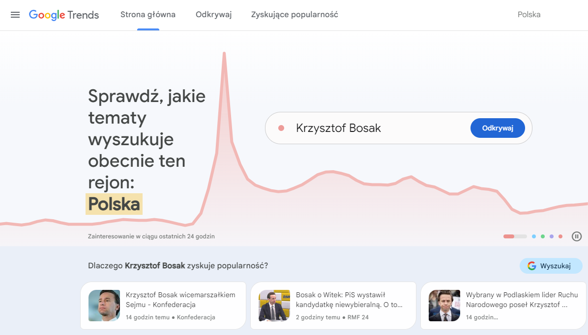 Zdj 6. Wykorzystanie Google Trends do weryfikacji trendów wyszukiwania.