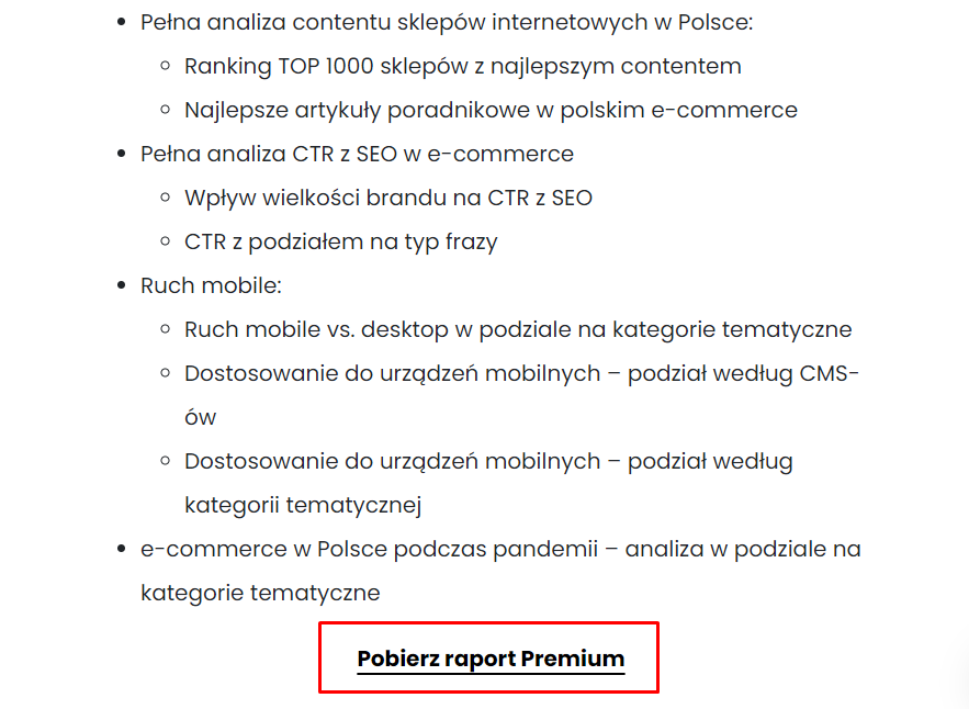 Zdj 9. Raport premium e-commerce Senuto do pobrania.