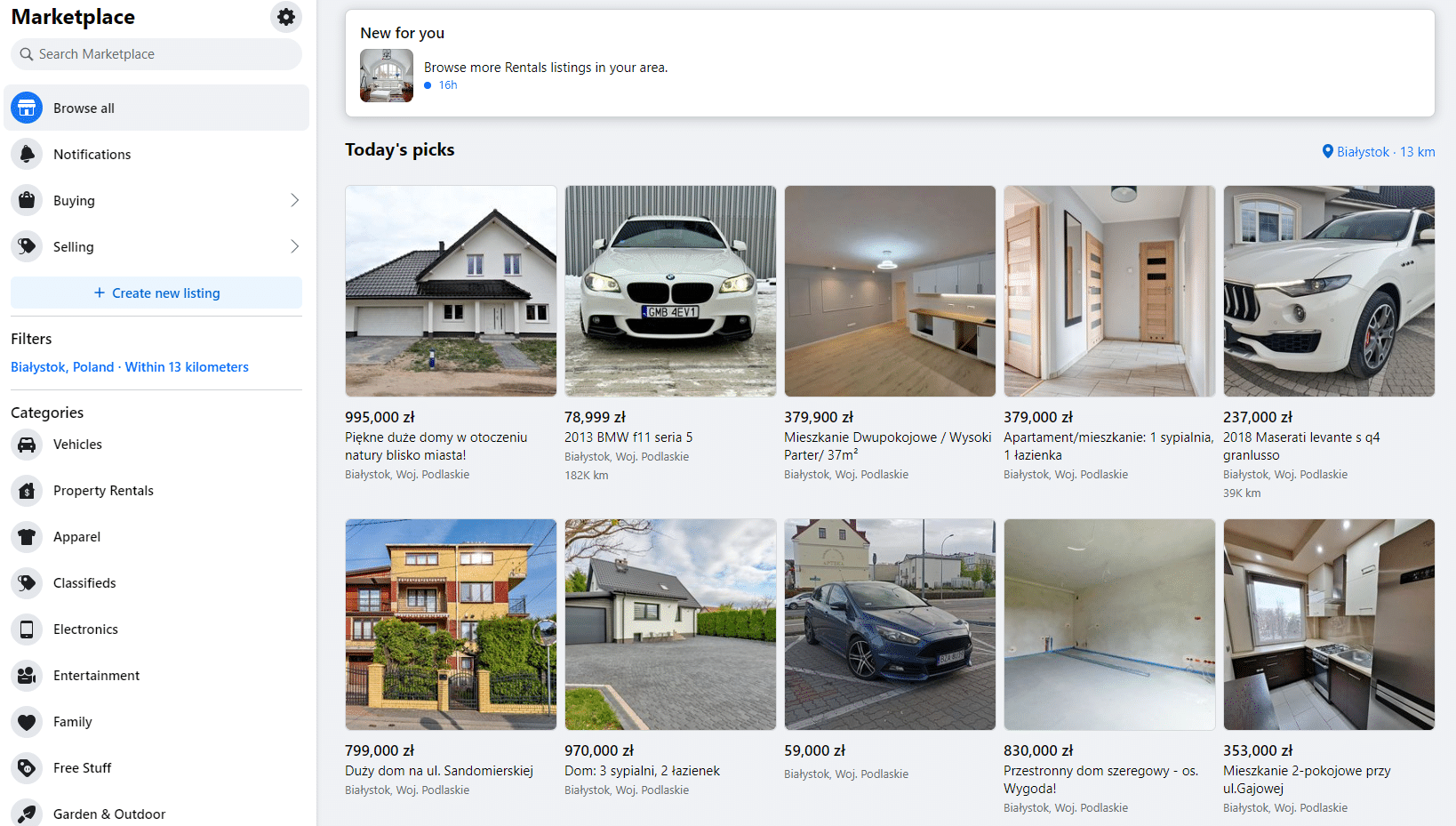 Zdj 1. Przykład social commerce – Facebook Marketplace w praktyce.