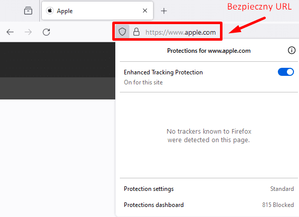 Zdj 9. Bezpieczne połączenie w serwisie Apple.
