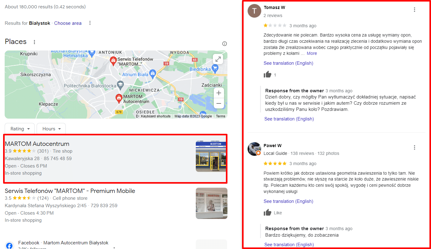 Zdj 5. Odpowiadanie na opinie klientów w Google.