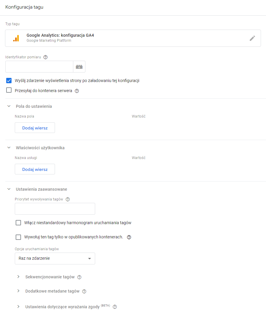Zdj 3. Konfiguracja tagu w GTM.