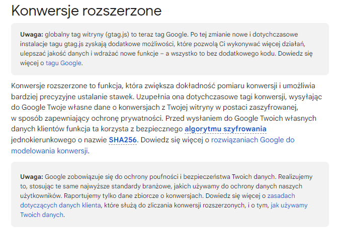 Zdj 1. Konwersje rozszerzone Google Ads – definicja i omówienie.Źródło: support.google.com/google-ads/answer/9888656?hl=pl