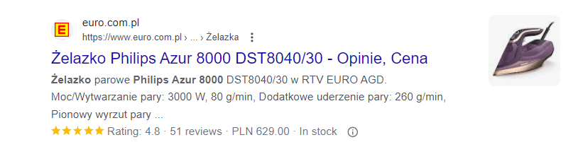 Zdj 6. Rozszerzone wyniki wyszukiwania powiązane z grafikami – produkty AGD/RTV. Źródło: www.google.com