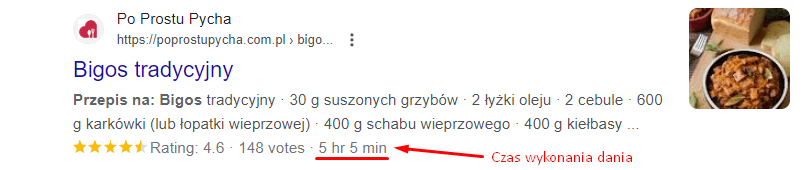 Zdj 7. Rozszerzone wyniki wyszukiwania związane z przepisami. Źródło: www.google.com