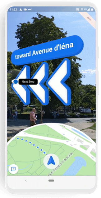 Zdj 8. Funkcja Live View w Mapach Google.