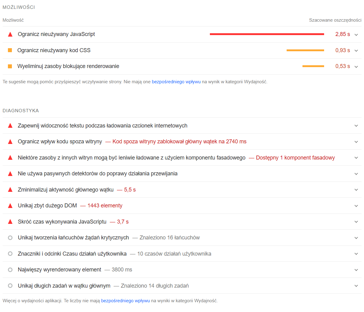 Zdj 2. Audyt w PageSpeed Insights – krok pozwalający zbadać Twoją stronę pod kątem technicznym i wydajnościowym.
