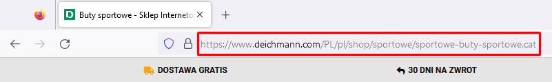 Zdj 6. SEO-friendly URL w serwisie Deichmann.