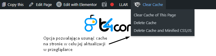 Zdj 6. Opcja pozwalająca usunąć cache przez administratora witryny.
