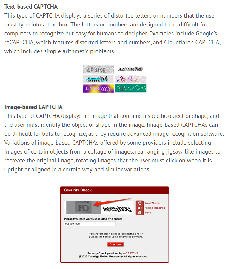 Zdj 3. Dokładny opis najpopularniejszych zabezpieczeń CAPTCHA na stronach WWW.