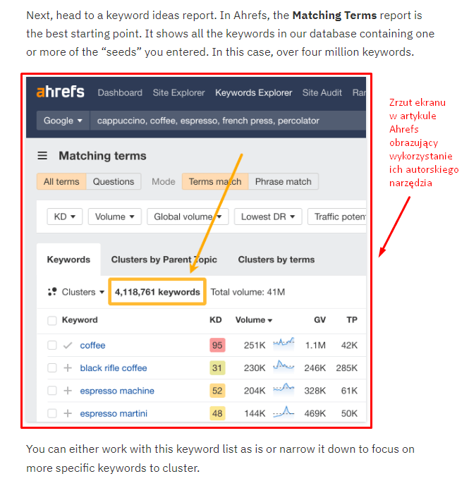 Zdj 7. Edukacyjne poradniki marketingowe Ahrefs zachęcające do skorzystania z ich płatnego narzędzia.