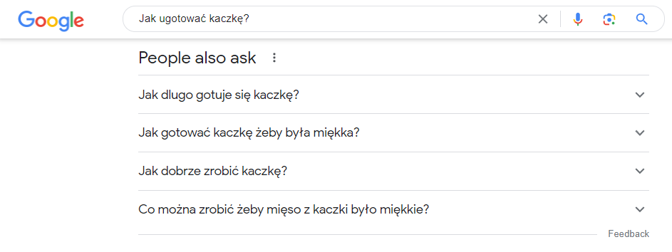 Zdj 12. Podobne pytania w wynikach SERP.