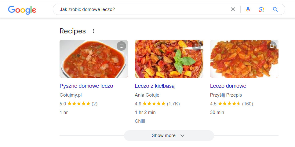 Zdj 10. Kulinarne rich snippets.
