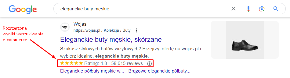 Zdj 1. Rozszerzone wyniki wyszukiwania w e-commerce.