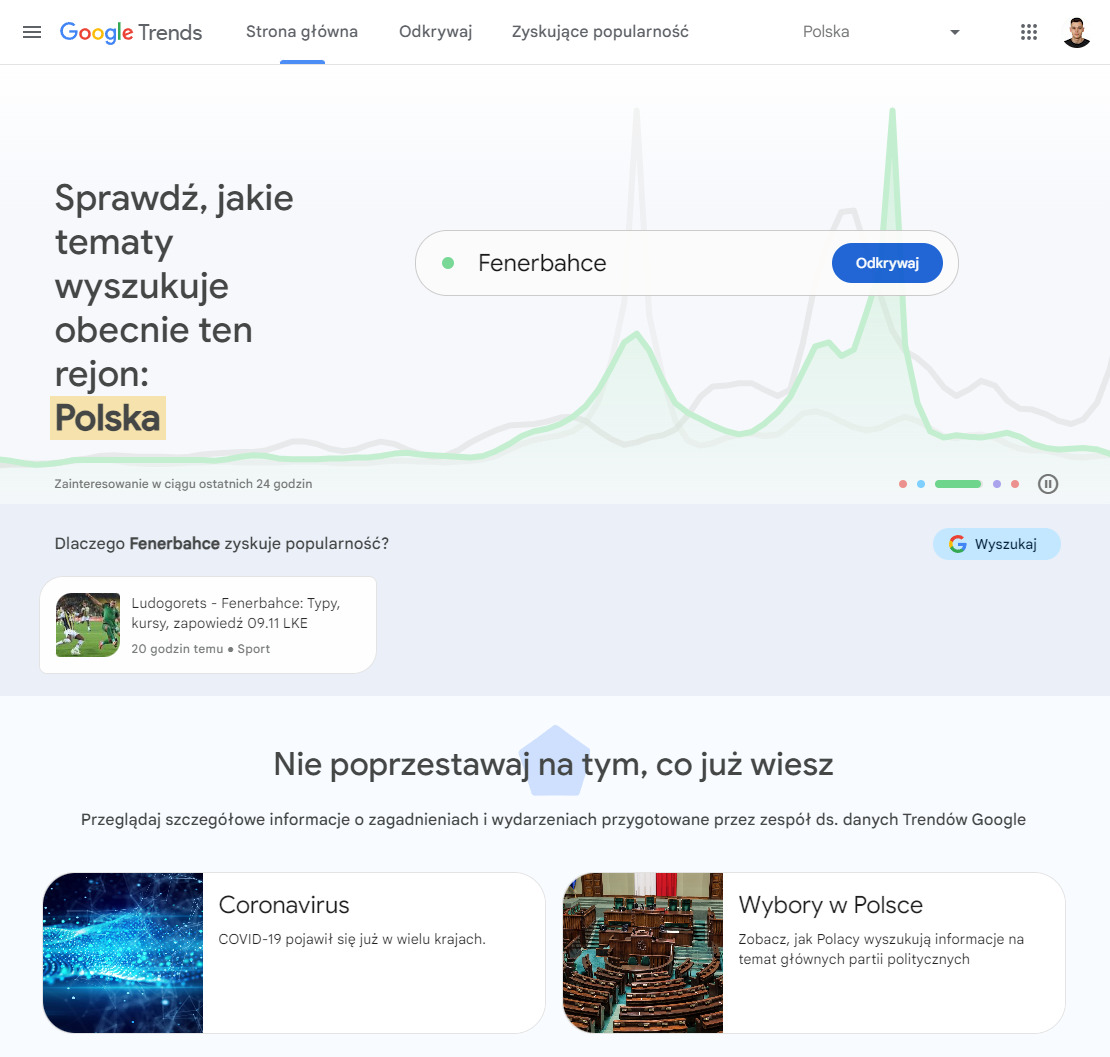 Zdj 1. Interfejs Google Trends.