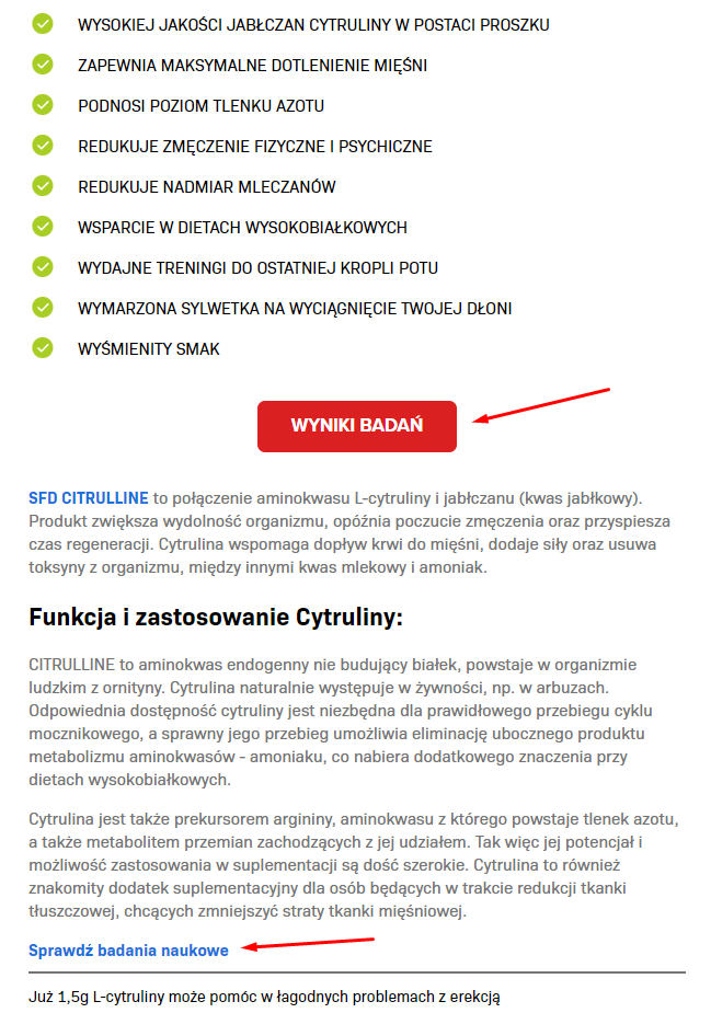 Zdj 5. Rzetelny opis produktu z udostępnieniem badań naukowych przedstawiających skuteczność suplementu oraz ewentualne wady.