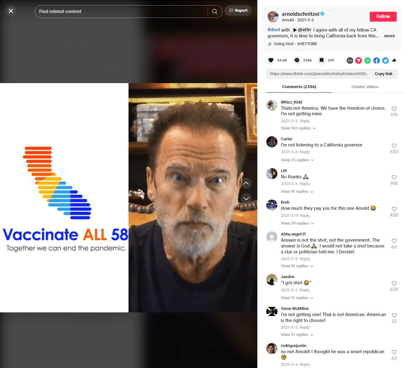 Zdj 7. Influencer marketing w wykonaniu Arnolda Schwarzeneggera na TikToku.