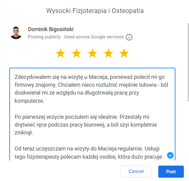 Zdj 9. Edycja opinii w Google.