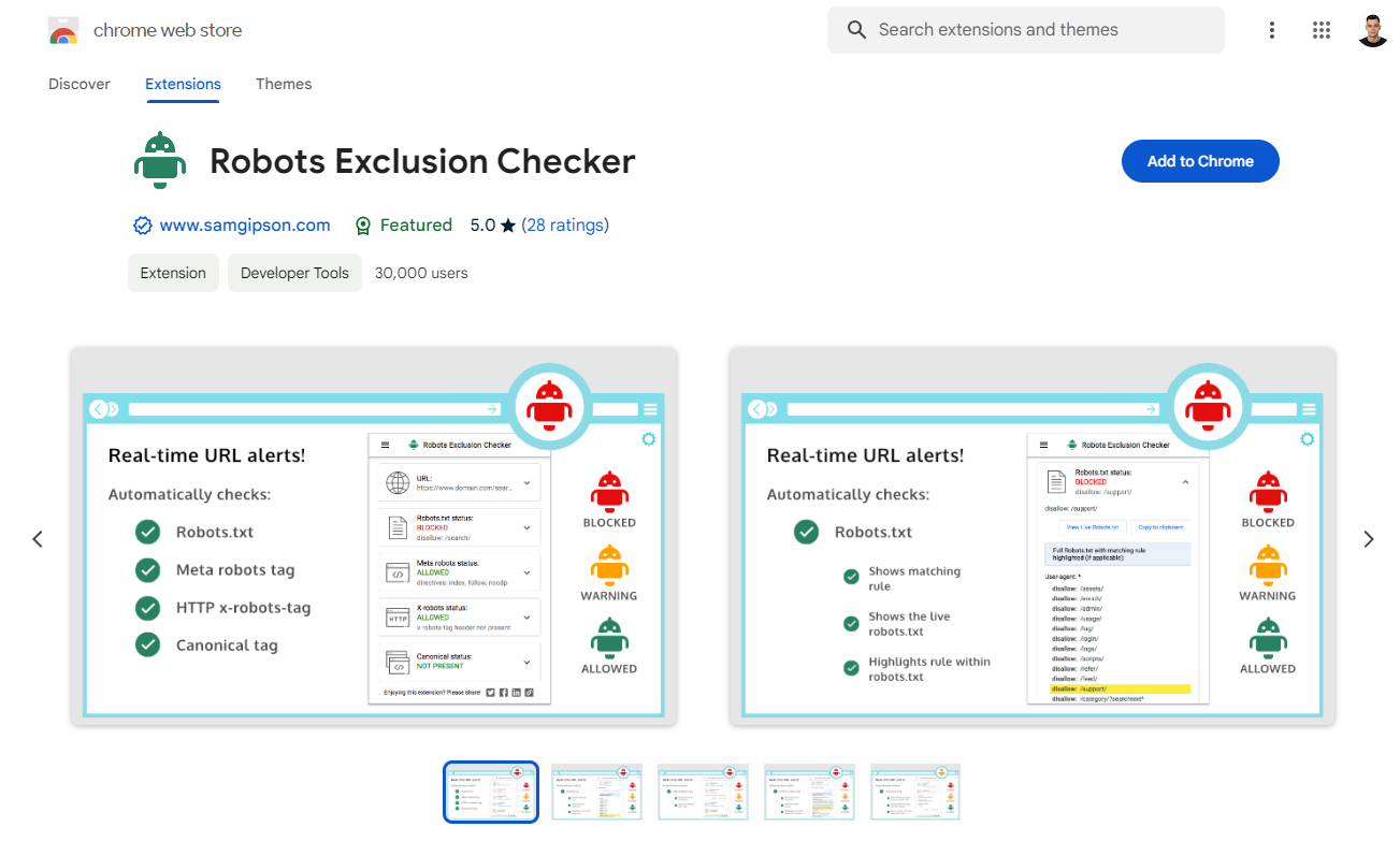 Robots Exclusion Checker