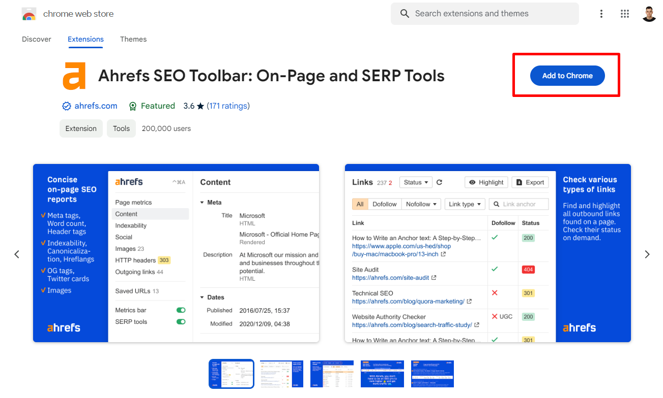 Ahrefs Toolbar krok 2